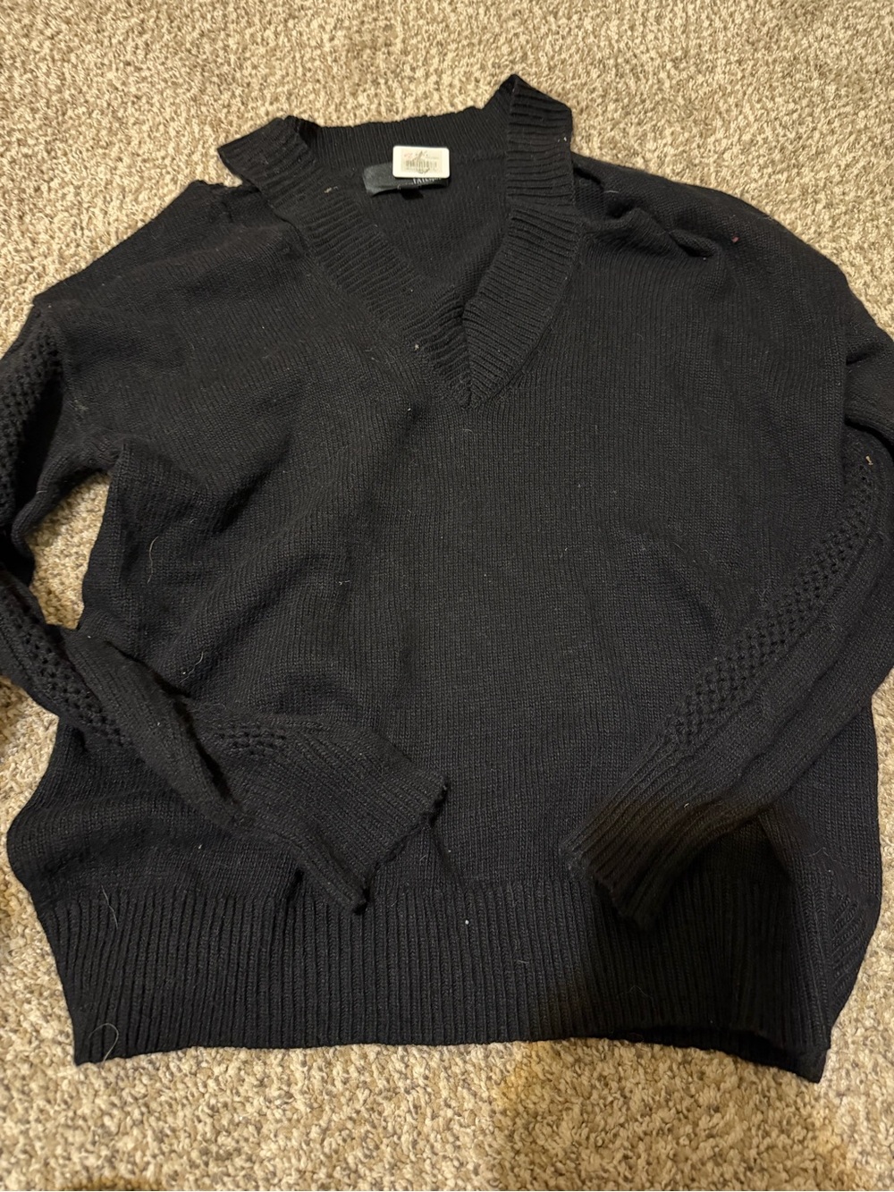 Apricot Lane Black Off-the-Shoulder V-Neck Sweater
